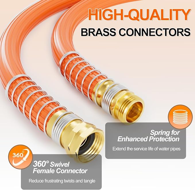 SPECILITE 3/4'' Heavy Duty Rubber Garden Hose 100FT, 1300psi Burst, 450psi Working, Hot/Cold Water Hose, -50℉ -170℉, 5 Layered Pipe, UV Resistant, 3/4" Brass Fittings for Outdoor, Agriculture