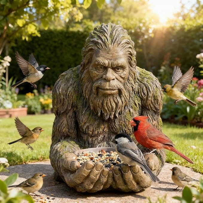 Forest Guardian Bird Feeder Sculpture - Waterproof Tree-Mounted Resin Face, Outdoor Garden Yard Art Decor for Backyard Wildlife Attracting Birds