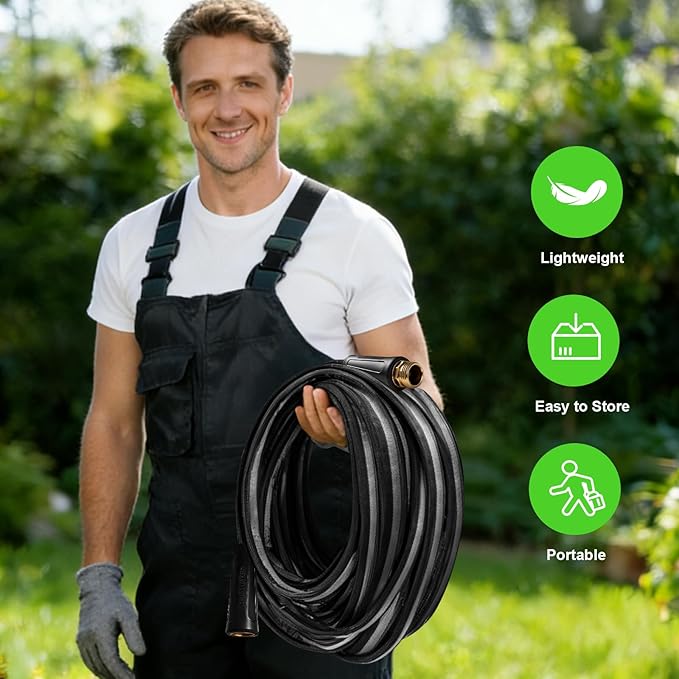 25ft Garden Hose Lightweight Flexible Water Hose, Abrasion Resistant, Kink Free, Durable Sturdy Hoses 2025 Up Graded Thicken Waterhose 700 PSI for Outdoor, RV, Marine, Convenient Storage, 3/4GHT