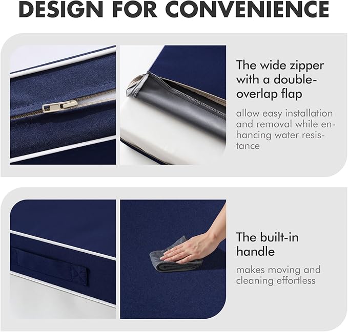 MIULEE Navy Outdoor Seat Cushion 22x24 Inch Waterproof & 3 Year Fade Resistant Deep Seat and Back Cushion for Patio Furniture Chair Sofa Couch with Handle and Adjustable Straps