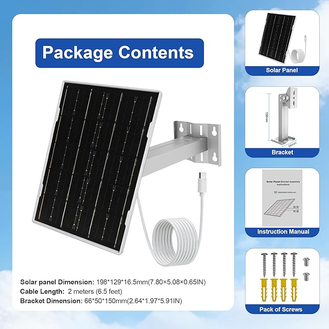 Eco-friendly 4.5W 5V Monocrystalline Solar Panel, Type-C Interface, IP66 Waterproof, 6.5-foot Cable, High Conversion Rate, Compatible with Various Electronic Devices