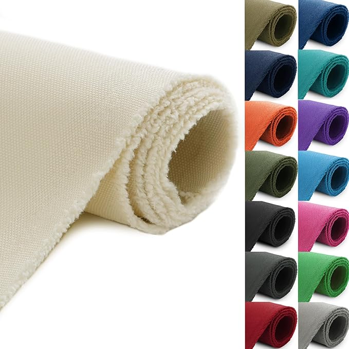 Thickened Waterproof Canvas Fabric by The Yard 1200D 58" W Outdoor Upholstery Material Heavy Duty Fabric Water Resistant Sewing Material for Chair Patio Cushion Purse Bag 1 Yard Ivory
