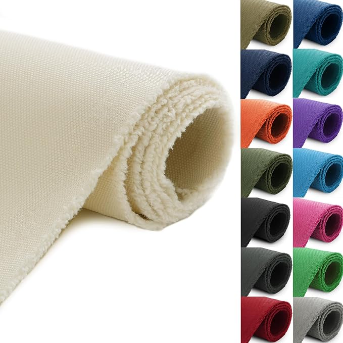 Thickened Waterproof Canvas Fabric by The Yard 1200D 58" W Outdoor Upholstery Material Heavy Duty Fabric Water Resistant Sewing Material for Chair Patio Cushion Purse Bag 3 Yard Ivory