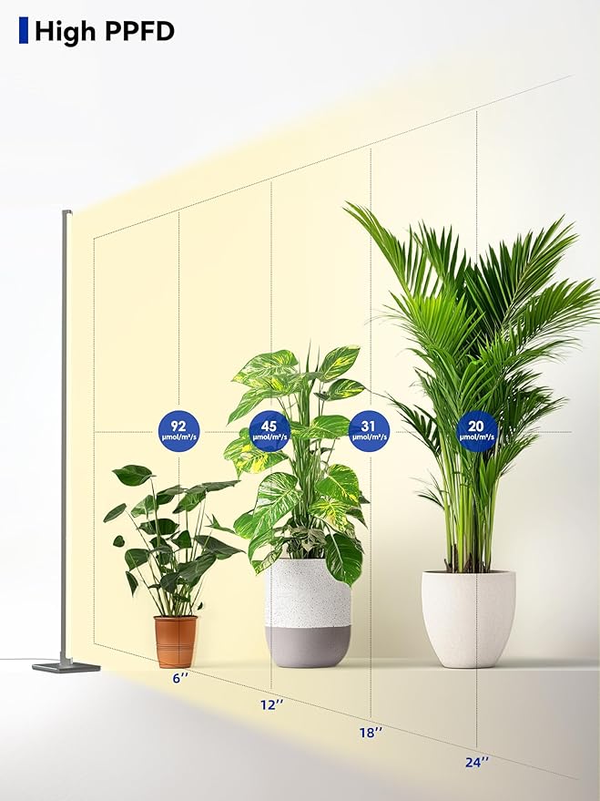 Standing Grow Light with Auto-Timer, 36W Vertical Grow Lights for Indoor Plants,3 Light Modes,268 LEDs Detachable Full Spectrum Plant Lights for Wide Area Coverage in Indoor Plants (60IN-Silver)