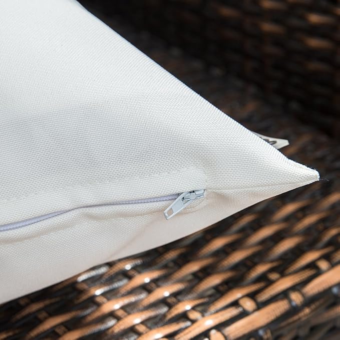 MIULEE Pack of 2 Decorative Outdoor Waterproof Pillow Covers Square Garden Cushion Sham Throw Pillowcase Shell for Spring Patio Tent Couch 24x24 Inch White