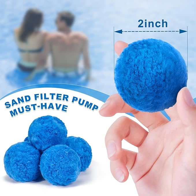 TTQ Pool Filter Balls for Sand Filter Systems, 4.8 Lbs Reusable Polyester Fiber Filter Media, Blue Filter Balls for Above Ground and Inground Pools