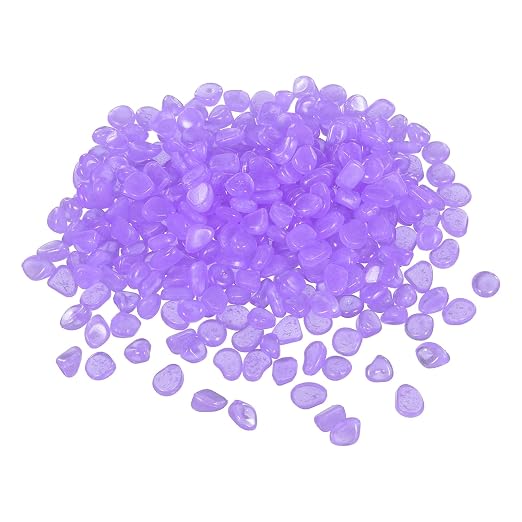 Glow in the Dark Stones, Luminous Pebbles Stones Glowing Rocks Decorative Light Up Pebbles 1000 Pcs & Violet -Fitting for (Fish Tank/Outdoor Garden Decor/Yard/Walkway)