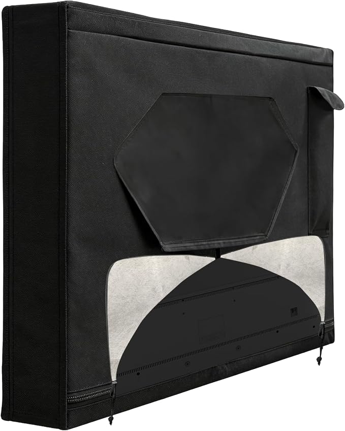 FORGING MOUNT Outdoor TV Cover 80-85 inch with Zipper,Weatherproof Cover Size 78" W x 46" H Waterproof for Outside Flat Screen TVs, Soft Non Scratch Interior,600D Thick Fabric Protector - Black
