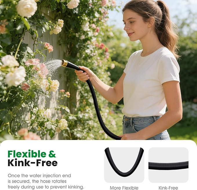 Garden Hose 75FT, Non-Expanding Water Hose Ultra Lightweight, Kink-Free, Burst-Resistant, Lead-Free, Durable & Flexible High-Pressure Hose for Yard, Lawn, Outdoor, Car Washing