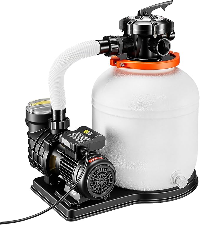 VEVOR FlashPure Sand Filter Pump, 14 in for Above Ground Pool, 0.75 HP 3500 GPH, Swimming Pool Filter System with Timer, 6X Faster Filtration, Media Installed, Leak-Resistant, Ready to Use Out of Box