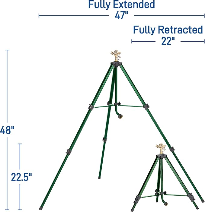 Orbit 58308Z Brass Impact Sprinkler on Tripod Base - Heavy-Duty Brass Sprinklers on Tripod.