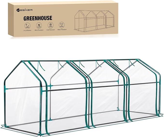 Yesker Mini Greenhouse 106"x36"x36" Portable Small Green House for Indoor Outdoor Greenhouses with PVC Cover Compact Greenhouse Kit for Winter Gardening Balcony Patio Outside Backyard Plant Protection