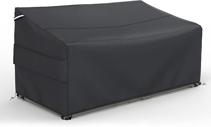 Gasadar Waterproof Outdoor Sofa Cover, 3-Seater Outdoor Loveseat Cover, 62" L×38" D×35" H, Black