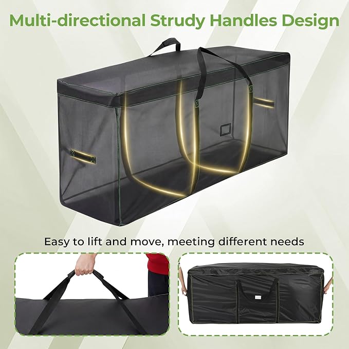 GARPROVM Extra Large Patio Cushion Storage Bag, 68"x20"x30" Outdoor Furniture Cushion Storage with Carry Handles, 420D Oxford Fabric Waterproof Storage Bag for Garden Cushions Christmas Tree