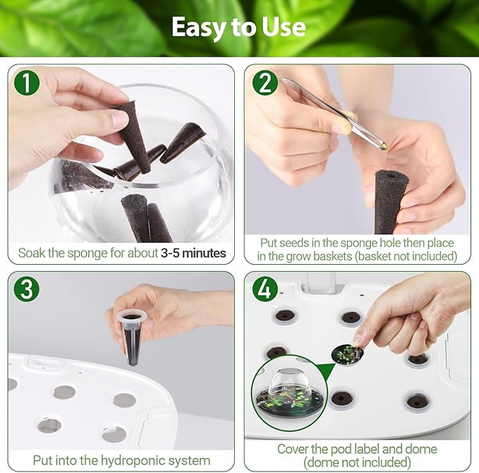 Growell 280Pcs Hydroponic Pods Kit, 140 Grow Sponges with 140 Pod Labels, Hydroponics Supplies, Grower Pods Refill Compatible with AeroGarden & Most Growing System, Seed Starter Pods for Indoor Garden