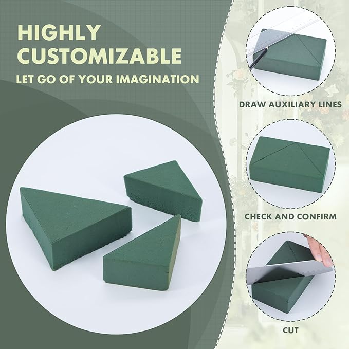GNRZZT 30 PCS Floral Foam Blocks, 5.5"L x 3.1"W x 1.7"H Green Dry & Wet Flower Foam for Fresh and Artificial Flowers, Plant Foam for Wedding, Birthdays, Pary, Home Decorations