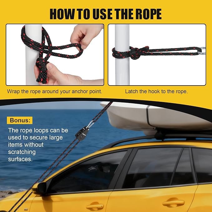Ayaport Adjustable Rope Hanger Grow Light Hanger, 14Ft 3/8" Heavy Duty Plant Pulley Rope Tightener Ratchet Tie Down for Kayak, Tent Tie Downs, 2 Pack