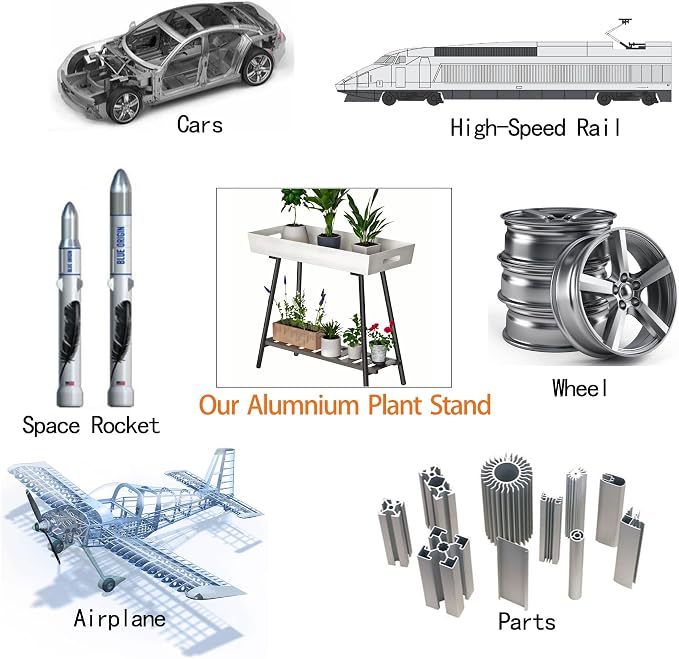 2-Tier Aluminum Plant Stand Indoor Outdoor with Built-in Handles, Anti-Fall Top Storage Box, Heavy Duty Multi-Use Plant Rack & Display Shelf for Patio Garden Lawn Balcony Living Room