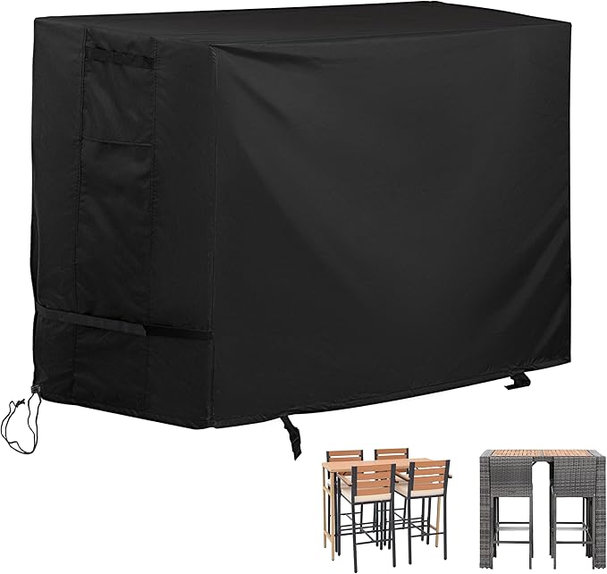Patio High Top Table and Chairs Cover, Outdoor Bar Height Patio Dining Set Cover for 5-Piece Wicker Bar Dining Set/4 Person Patio Table and Chairs Set
