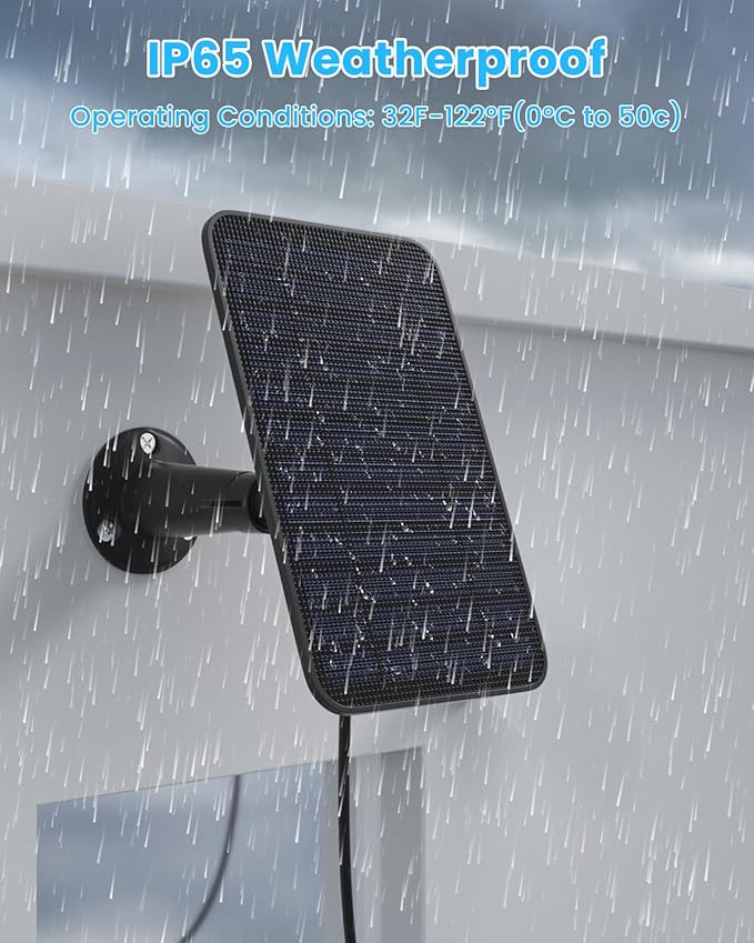 Solar Panel for Blink Outdoor 2K+/4(4th Gen)/Outdoor(3rd Gen) XT3 and XT2/XT Camera/Blink Outdoor Camera, 5W Solar Panel Charger with Mount 13.1ft Cable Rubber Plug, IP65 Waterproof, 1 Pack