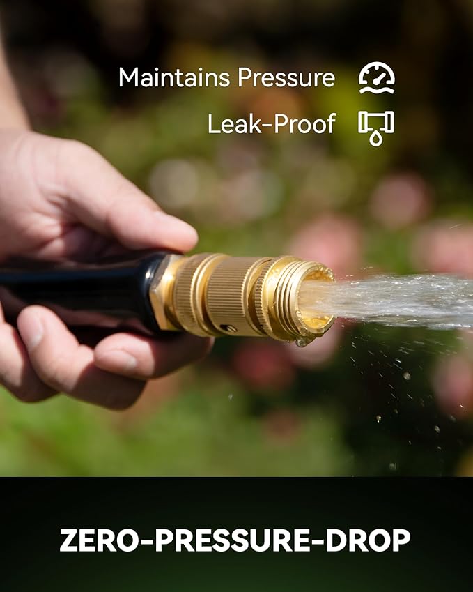 RainPoint Garden Hose Quick Connectors, Heavy Duty Solid Brass 3/4 Inch GHT, Universal Leak-Proof Fittings for Easy Water Hose Connection (4 Sets)