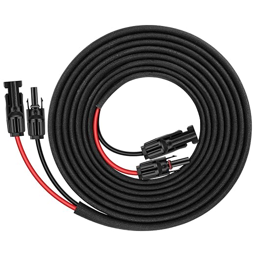 20FT 12AWG Solar Panel Extension Cable with Female and Male Connectors, Solar Extension Cable for Solar Panels, Charge Controllers and Solar Generators (12AWG, 20FT)