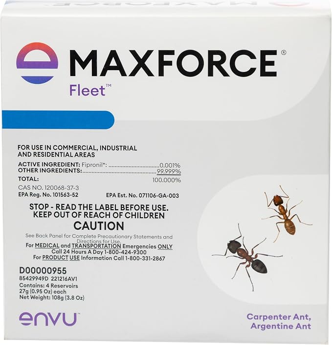 Maxforce Fleet Ant Bait Gel (4x27gram) - Fastest-Acting Ant Killer with Fipronil - Indoor & Outdoor Use - Kills Entire Colonies, Controls Carpenter, Argentine, Odorous House Ants, & More