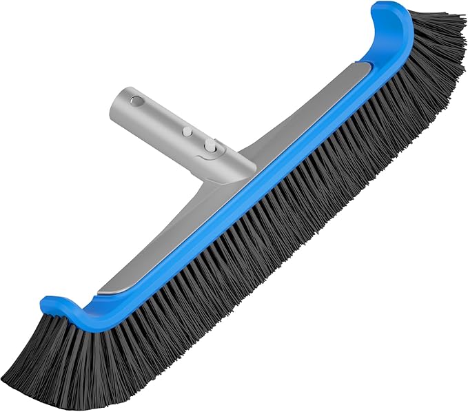 TidyMister Pool Brush 17.5'' Heavy Duty Swimming Pool Brushes for Cleaning Pool Walls & Tiles & Floors & Corners Scrub Brush Head Reinforced Aluminum Back
