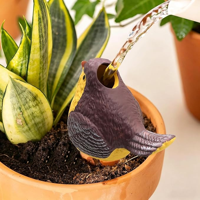 4 Pack Terracotta Plant Watering Globes, Bird-Shaped Self Watering Spikes with Slow Release, Automatic Vacation Watering Devices for Indoor & Outdoor Potted Plants
