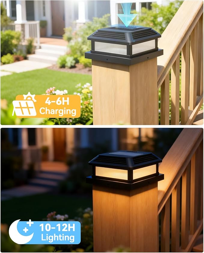 Solar Post Cap Lights with Remote, 9 Colors 3 Modes Changing Solar Deck Lights Outdoor Waterproof, 8 Pack 4x4 Post Solar Lights Fits 4x4/5x5 Wood/Vinyl Fence Deck Posts, Backyard, Garden, Fence