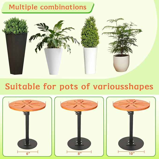 Plant Risers for Inside Pots,7-12.5" Adjustable Plant Inserts Fill Bottom of Tall Flower Pots and Large Plant Containers Indoor and Outdoor,6" Base, 10" Top-2pack
