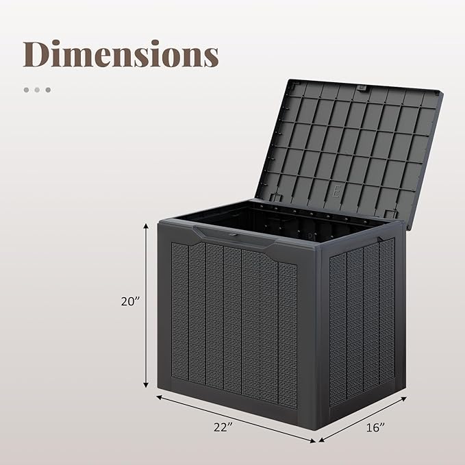 Tangkula 30 Gallon Outdoor Storage Box, Resin Outdoor Storage Bench with Lockable Lid, Waterproof Deck Box for Garden Tools, Pool Accessories, Cushions
