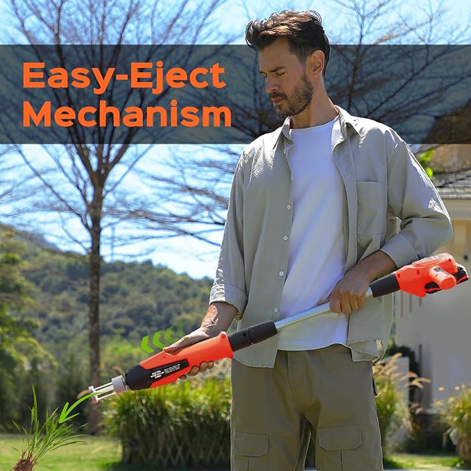 Weed Puller Tool, 21V Powerful Electric Weeder Tool with 2.0Ah Battery and Charger, Garden Tools Weed Pulling Tool with 3-Claw Steel Head for Smooth Weeding, Ideal Gifts for Men Women Mom Dad, Orange