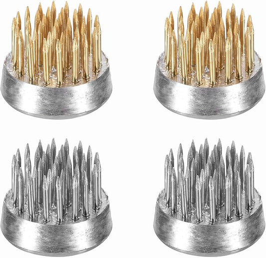 PATIKIL 4 Pcs Floral Frogs Kenzan, 0.9 Inch Round Brass Steel Flower Arrangement Holder, Arranger Pin Fixed Tool for Vase Centerpiece, Wedding, Home Decoration, Brass/Silver