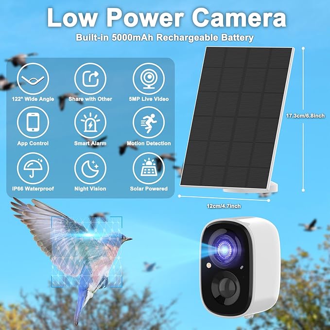Solar Bird House with Camera - 2K HD Wooden Smart Birdnest Watch Birds Nesting & Hatching in Real Time, 2.4G WiFi with Camera Inside AI Identify Bird Behavior, Ideal Gift for Bird Lovers