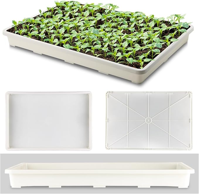 RooTrimmer 5 Pack Nursery Pot Tray, Carrying and Holding Plant Tray for Pot 24 Cell Carrying Holder Drainage Watering Plant Tray (White)