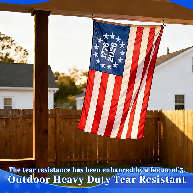 1776-2026 American Flag 3x5 FT for Outside Outdoor Heavy Duty, Anniversary USA Flag with Embroidered Stars,Sewn Stripes and 4-Row Stitching,All-Weather Durable Tear-Resistant UV-Resistant Indestructible Weatherproof Windproof High-Wind US National Flag...