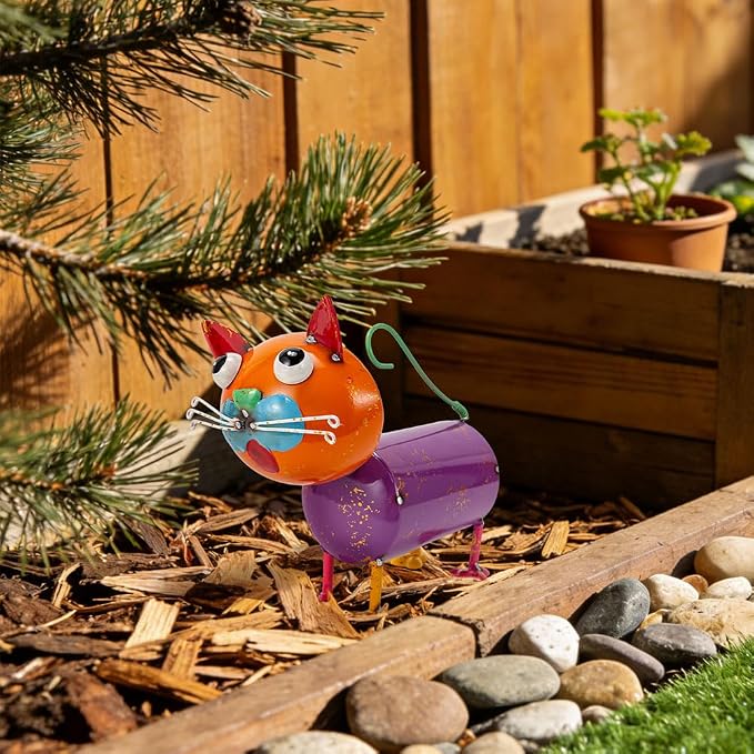 Yard Decorations Outdoor Metal Cat Statue | Animal Sculptures Garden Decor for Outside, Weatherproof Yard Art Statues for Patio Porch Lawn Cat Gifts