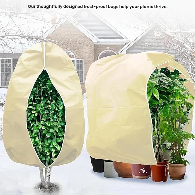 Winter Plant Covers Freeze Protection, 78.7 * 94.4inch Plant Covers for Winter, with Zipper and Drawstring, Suitable for Plants,Fruit Trees, Shrubs, and Potted Plants