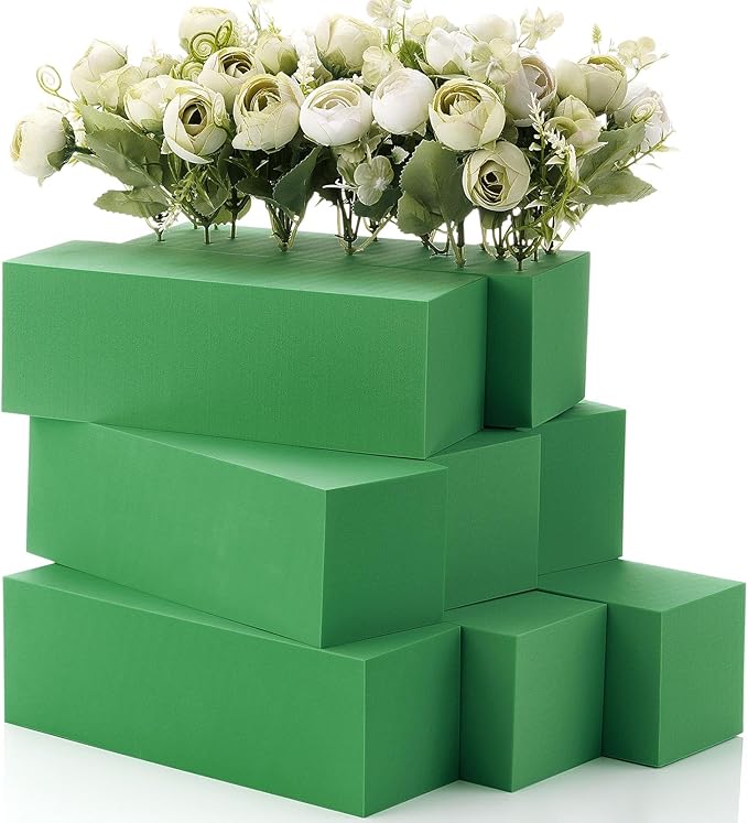 Lallisa 8 Pcs Reusable Floral Foam Blocks 9 x 3 x 3 Water Weather Resistant Dry Floral Foam for Artificial Flower Arrangements Outdoor Flower Boxes Outside Hanging Planters Wedding Home Decor (Green)