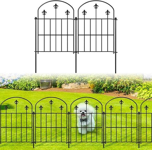 Decorative Garden Fence Border 10 Pack 22in(H) x 28ft(L), Black Rustproof Metal Garden Fencing Animal Barrier for Dogs