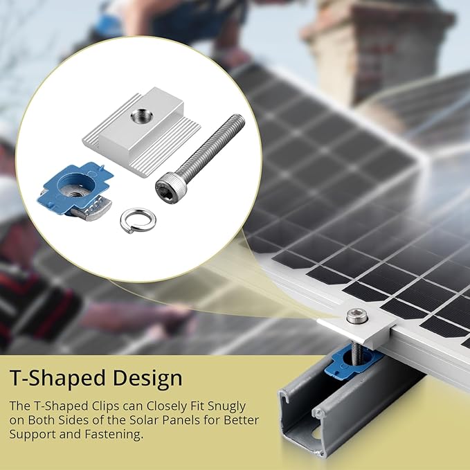 Anbte 10pcs Solar Panels Mid Clamps for Standard Unistrut, Aluminium Solar Panel Brackets 30mm/35mm, Mounting Kit for Metal Roof, Tin Roof, Flat Roof, Sheet Roof, Silver