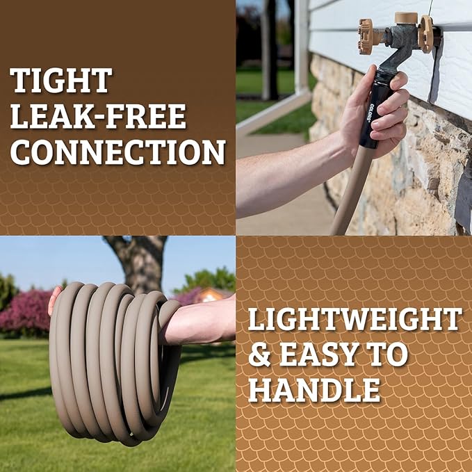 Flexzilla Colors Lead-In Garden Hose 5/8in. x 5ft., Lightweight All-Weather Water Hose, Durable and Flexible, Leak-Free Connections, Brown Mulch