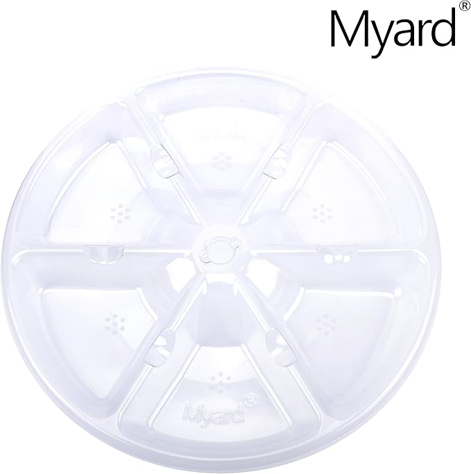 18'' Myard Anti-UV Plastic Universal Bird Seed Catcher Hoop Platform Tray with Drain Holes, Sturdy Pole-Mount Design Fits 0.5-1'' Pole for Bird Feeders Outdoors, Backyard, Garden (Transparent)