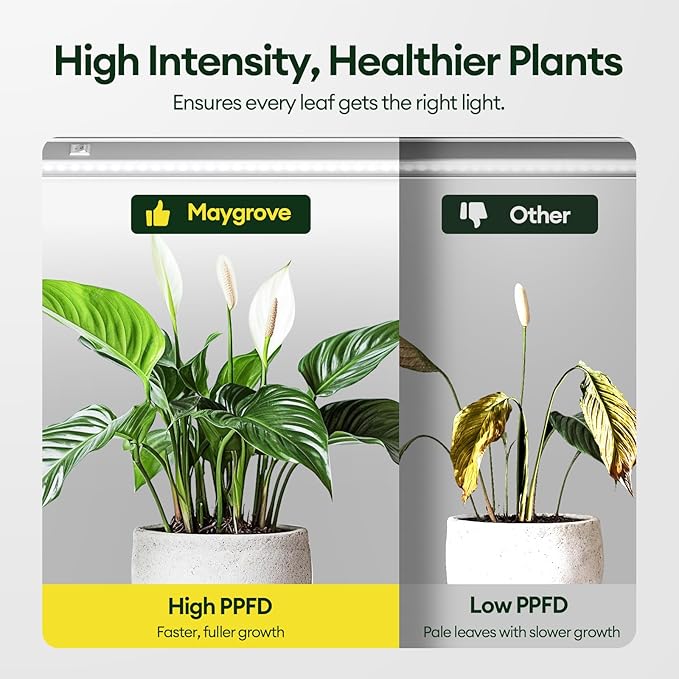 Maygrove T5 Grow Lights for Indoor Plants 1FT, Sun-Like Full Spectrum 5000K Grow Light, 28W(4 x 7W), Grow Light Strips for Seed Starting, Greenhouse, High PPFD, Linkabe, White, 4-Pack