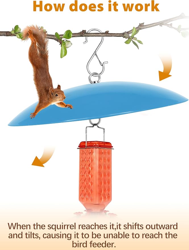 13" Bird Feeder Rain Guard, Hummingbird Feeder Shade Dome Cover, Hanging Baffle for Bird Feeder Pole,Smart Birds Feeder's Umbrella(Translucent Blue), 2 Pack