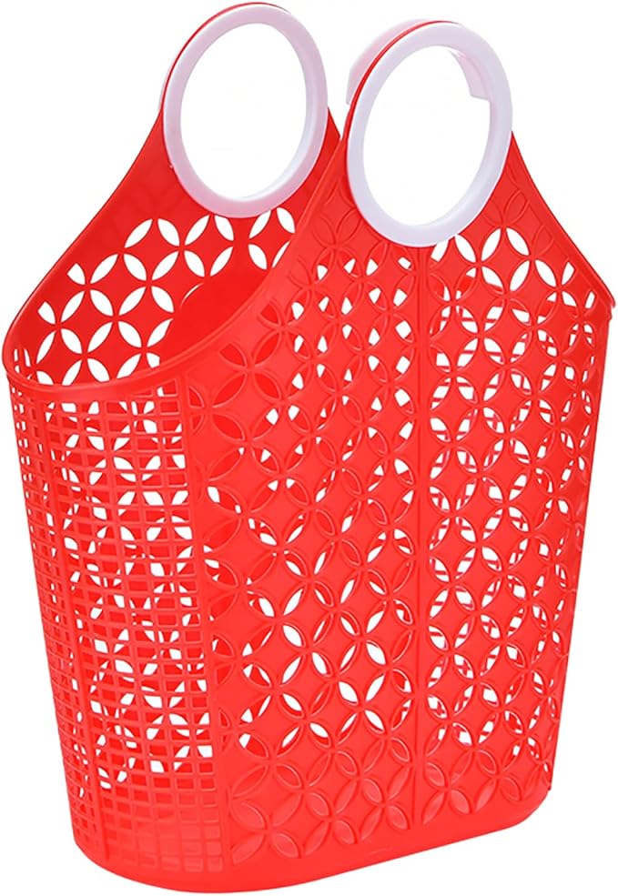 Fox Run Red Garden Harvest Basket with Built-In Handles, 6" x 14" x 18" Plastic Cleaning Caddy and Laundry Tote