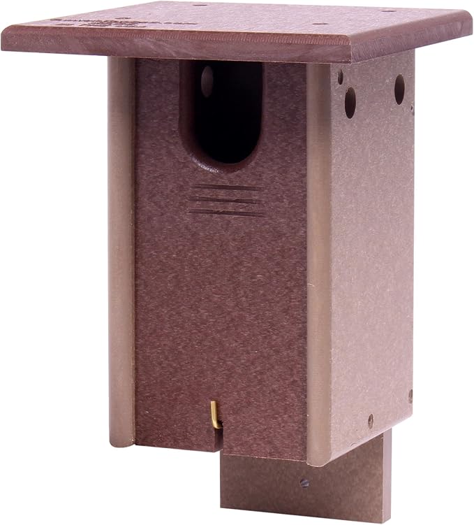 Bluebird House, Post Mount, Amish-Made with 100% Recycled Poly Lumber (Tudor Brown/Weathered Wood)