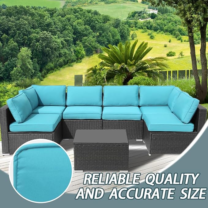 14Pcs Outdoor Cushion Covers Replacement Washable w/Zipper for 6-Seaters Sofa Patio Slipcovers Set Seat and Back Covers Only-23.6x23.6x4inch