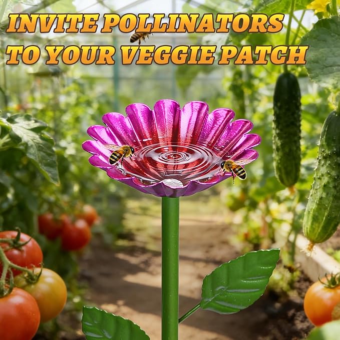 Mellbree Bee Watering Station, 6-Pack Metal Flower Bee Bath for Garden – Attract Butterflies & Pollinators – Colorful Outdoor Garden Stakes for Yard, Patio, Butterfly Garden, Gardening Essentials